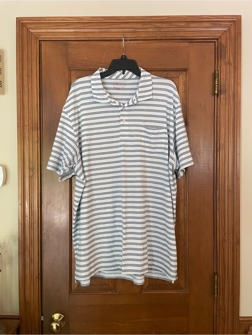 Peter Millar Men’s Striped Polo - White &‎ Blue, Cotton/Spandex, Size XXL